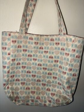 Harajuku Lovers-Gwen Stefani Tote Shoulder Bag Pink Blue Hearts 11x11 Side Pock